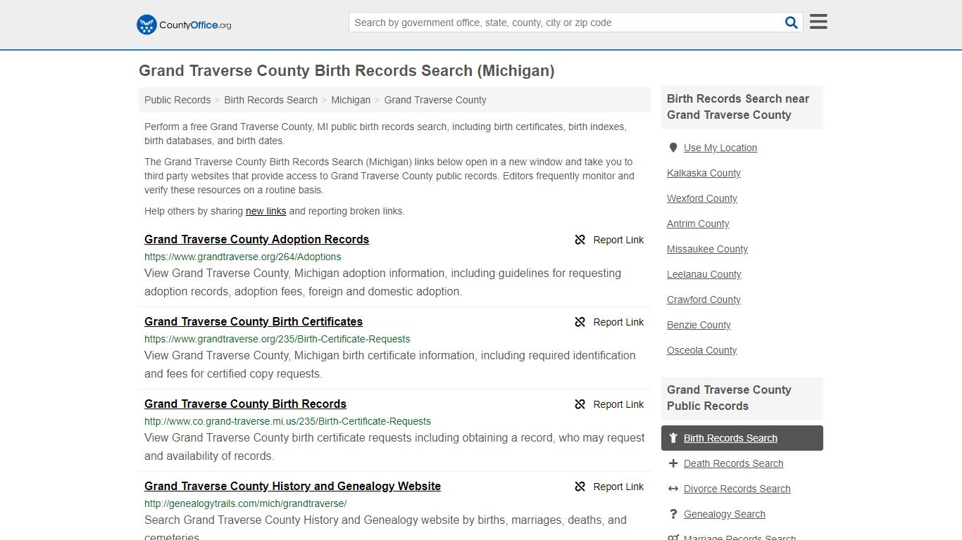 Birth Records Search - Grand Traverse County, MI (Birth ...