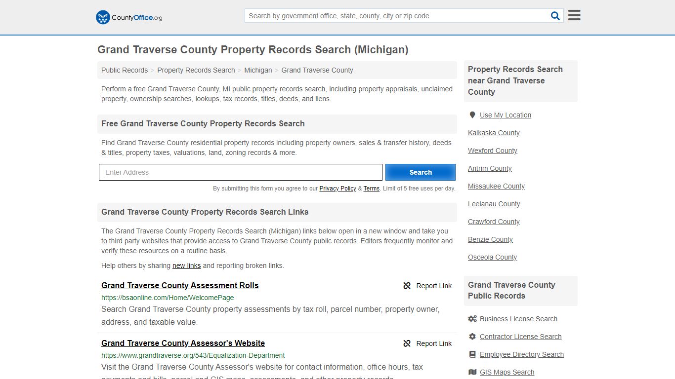 Property Records Search - Grand Traverse County, MI ...